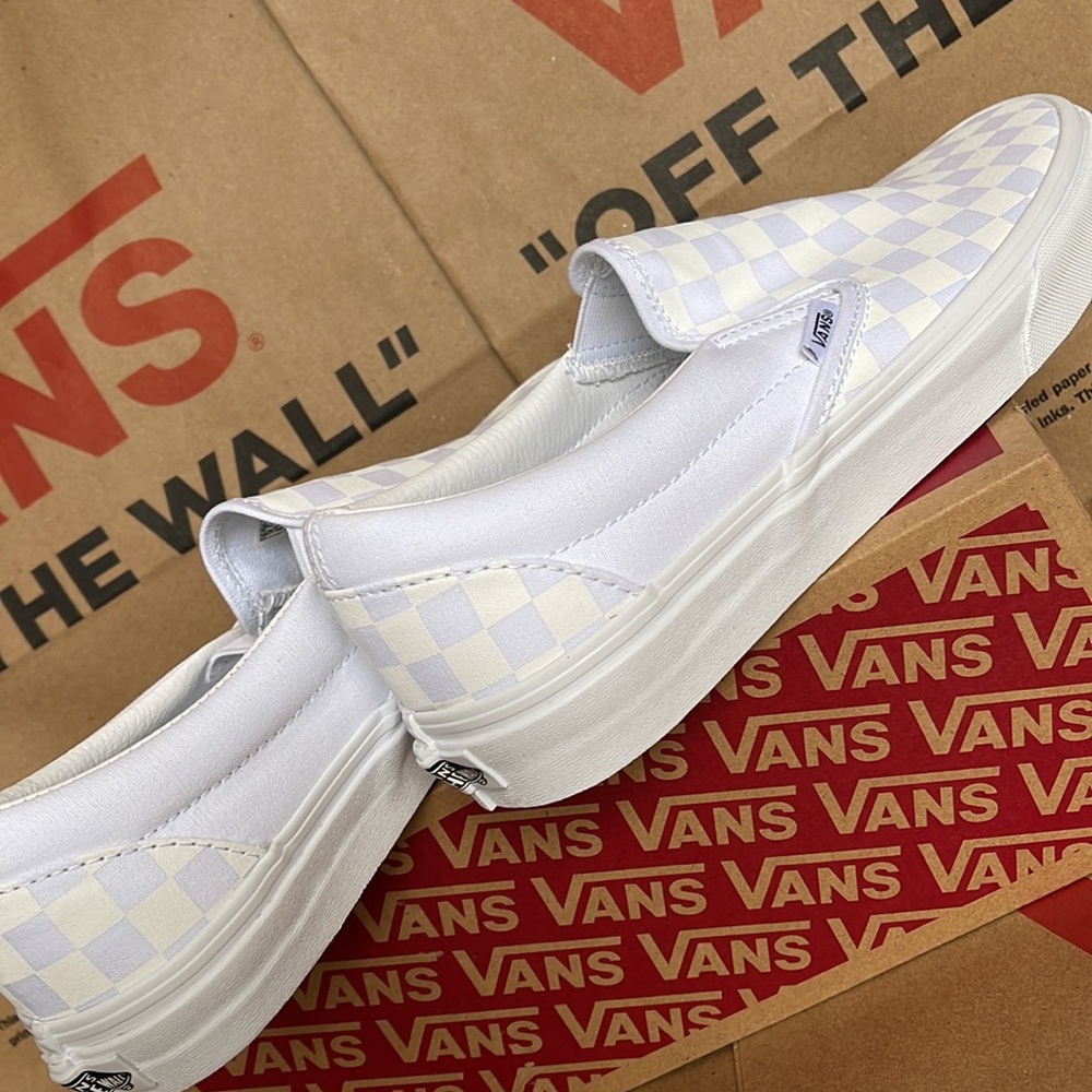 Vans Classic Men’s Slip On Checkerboard True White/ True White sneakers - Picture 15 of 16